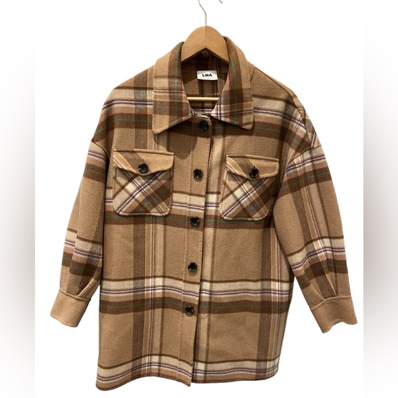LNA Women's Beige Tan Plaid Boyfriend
Shacket Size Small Rugged Outdoors - Picture 3 of 16
